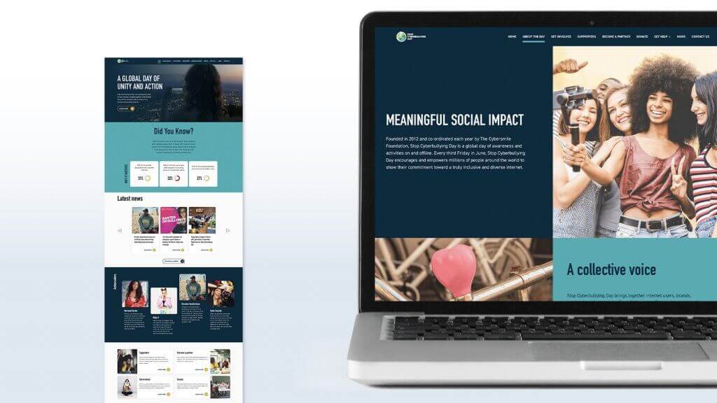 Cybersmile website on iphone and desktop