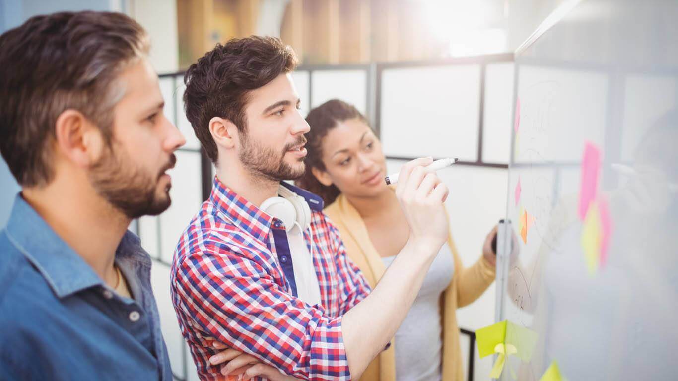 UX team working with post-it-notes