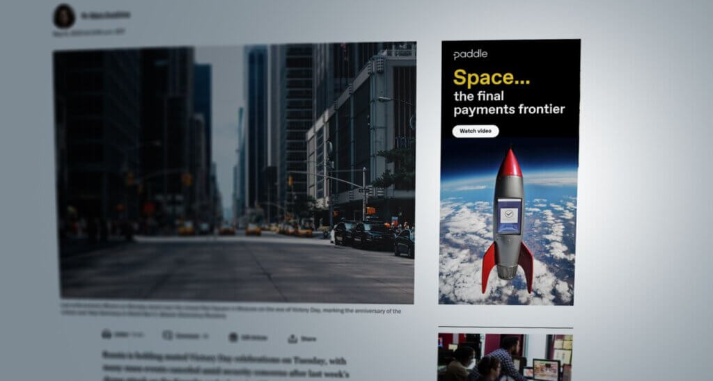 Paddle's paid ads displayed on desktop